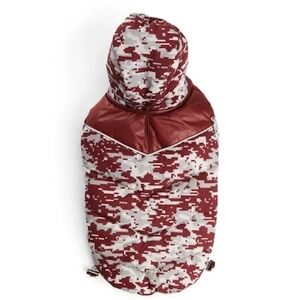 Red and White Hooded Puffer Jacket for Dogs